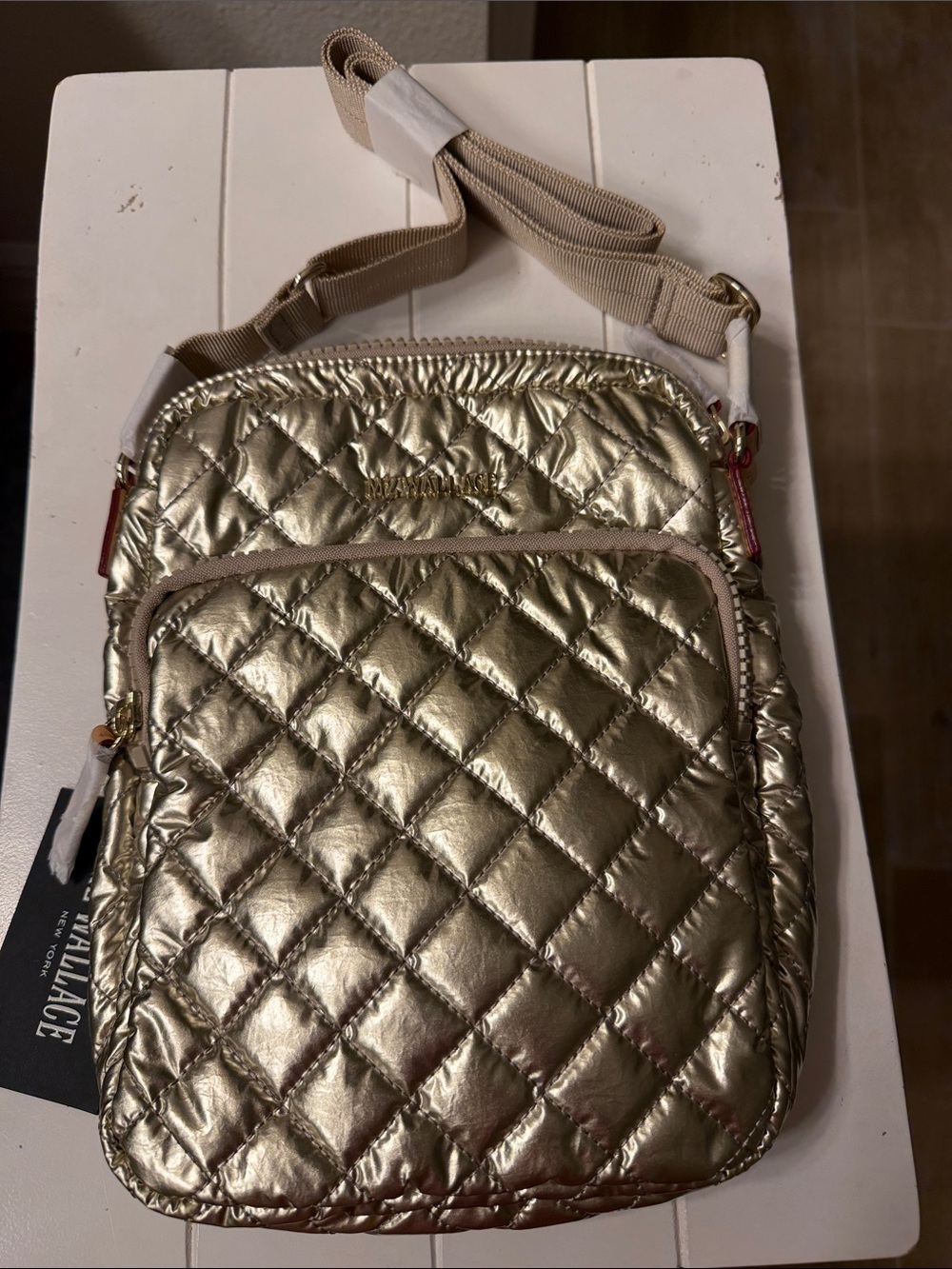 MZ Wallace Metro Crossbody bag in Platinum Metallic Gold. Size Large. Brand New. - Picture 10 of 16